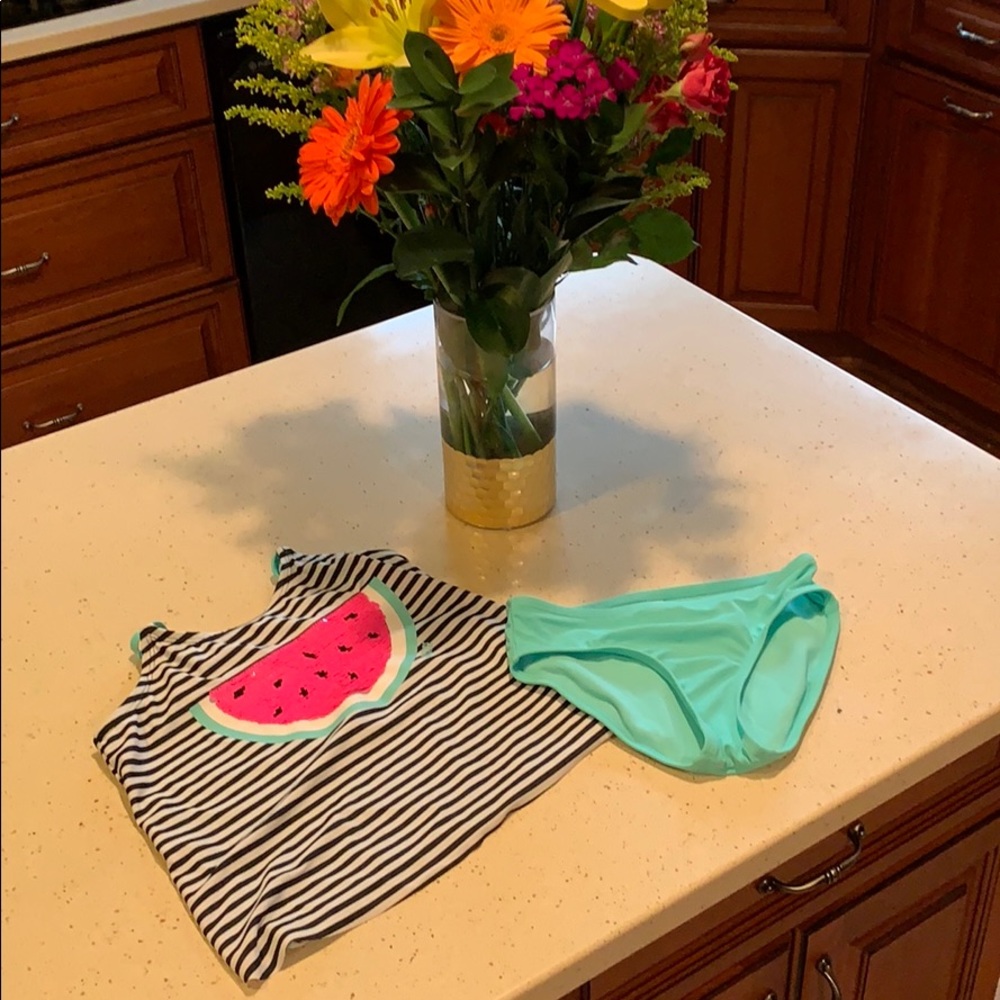 Watermelon Sequin Striped Two Piece Bathing Suit